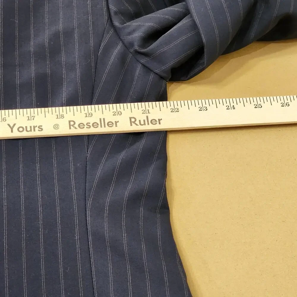 Vintage Boardroom Suit Jacket Mens 42 Blue Wool Pinstripe Two Button Made In USA